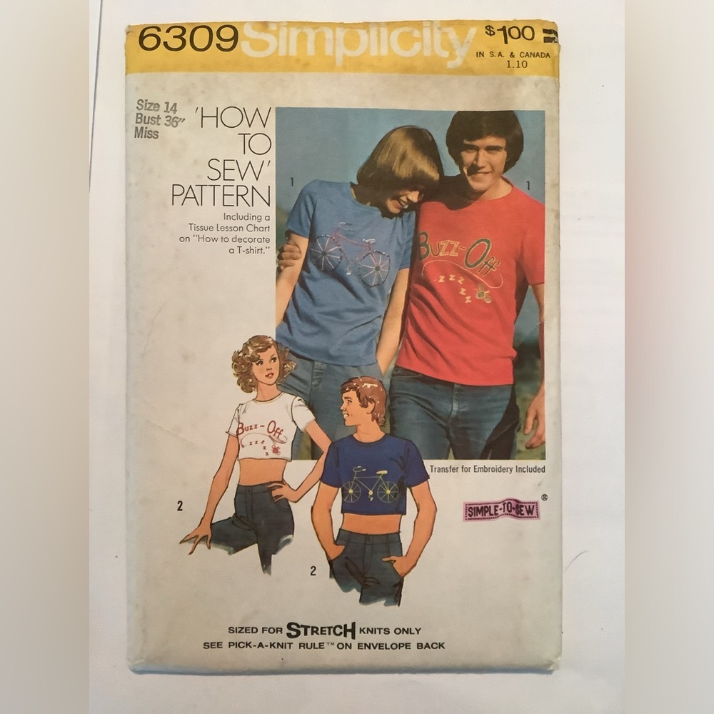 Simplicity 6309 T Shirts with Transfers Sewing Pattern